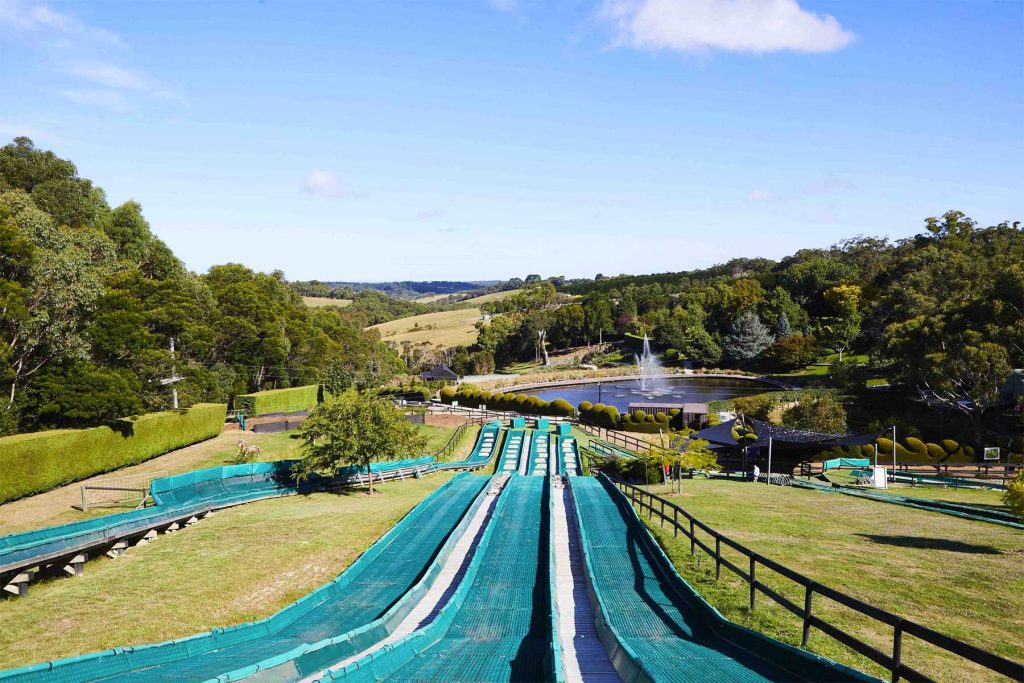 View from the top of the tube slides at Enchanted Adventure